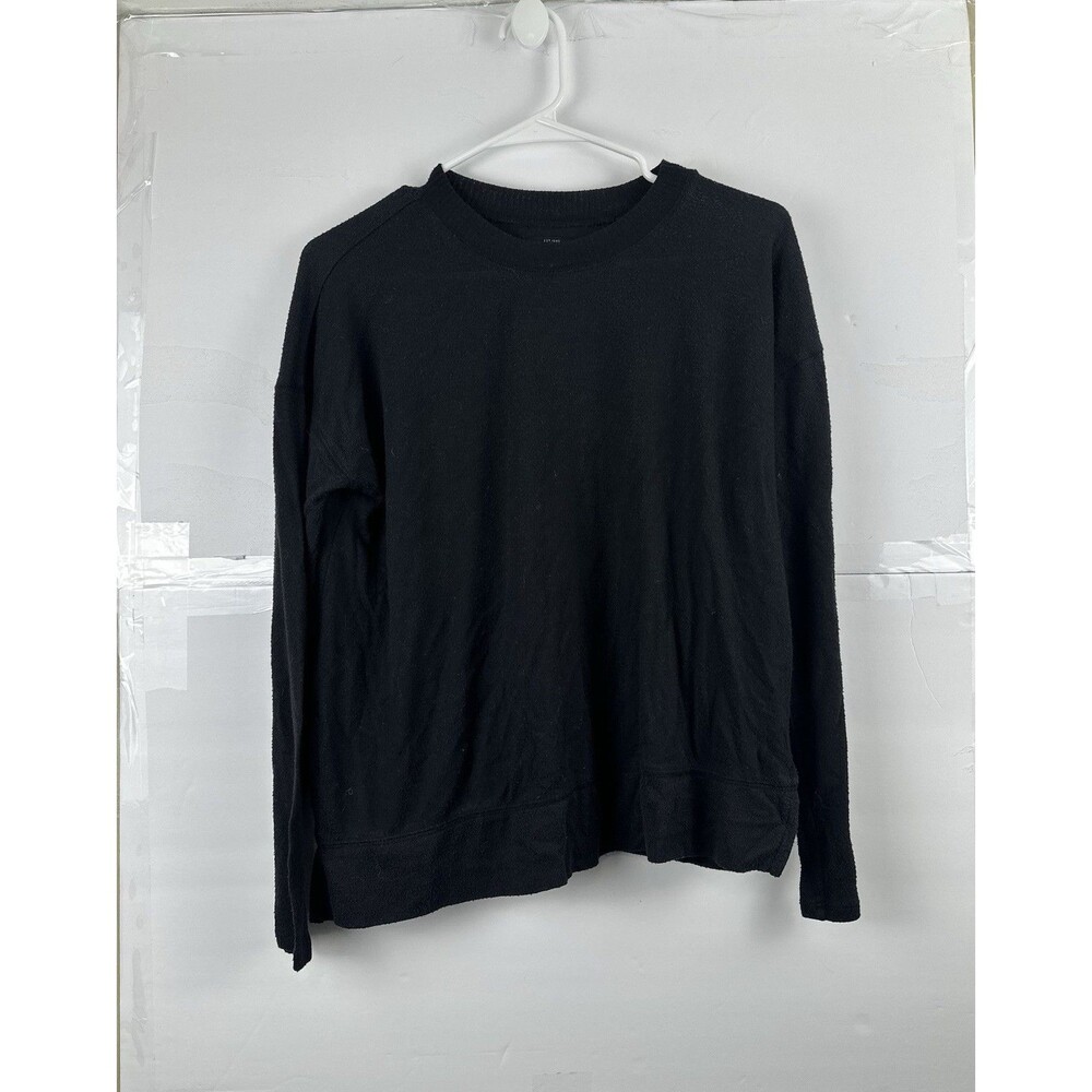 Lucky Brand Black Crewneck Sweater Sz S/P Lightweight Ribbed Trim